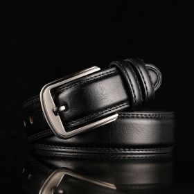 Genuine Leather Men's Belt Fashion Alloy Pin Buckle Belts Fashion Luxury Jeans Belts For Men Business Belt Female Belt (Color: Black, size: 110cm(43in))