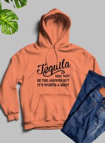 Tequila May Not Be The Answer Hoodie (Color: Heather Prism Peach, size: X-Large)